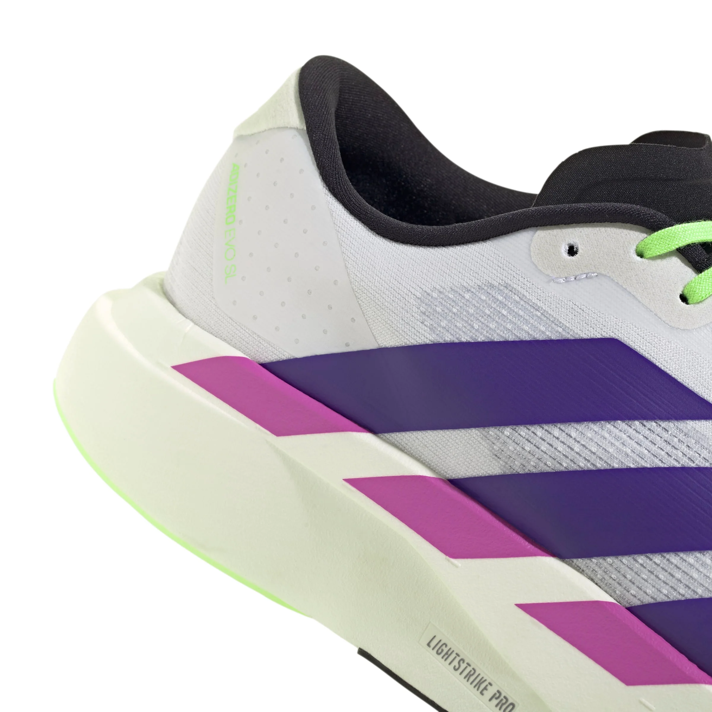 Adizero Evo SL 'White Collegiate Purple Lime Burst' - Image 8